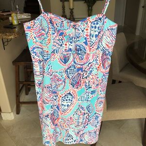 lily shell about me pattern spaghetti strap dress